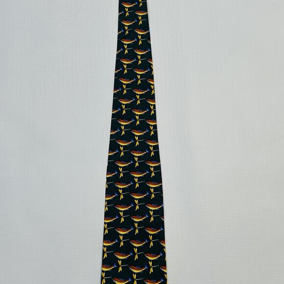 Tiffany & Co Necktie Mens Silk Fish Dragonfly Print Made in Italy Designer Tie - Picture 7 of 10